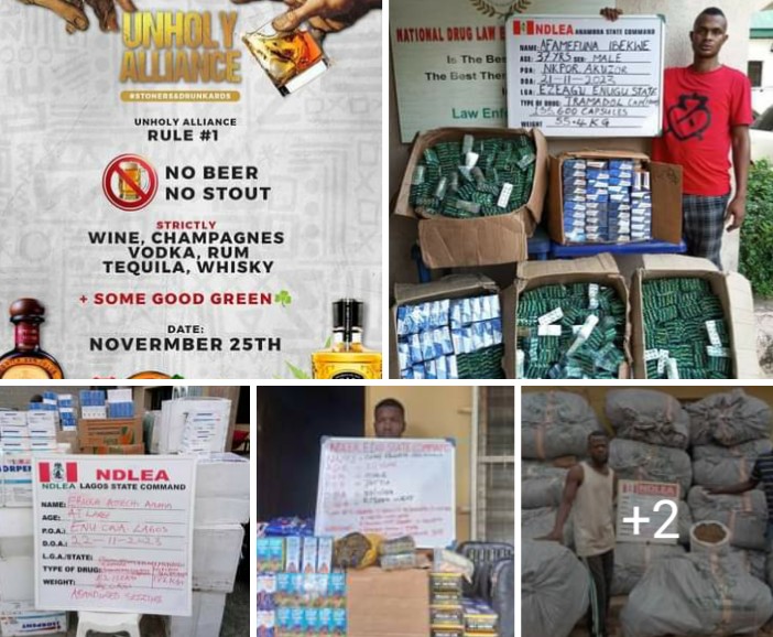 NDLEA bursts illicit drug users party, arrests organisers in Osun