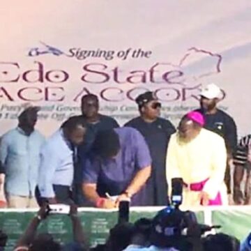 17 parties sign peace accord, Ighodalo’s PDP detour