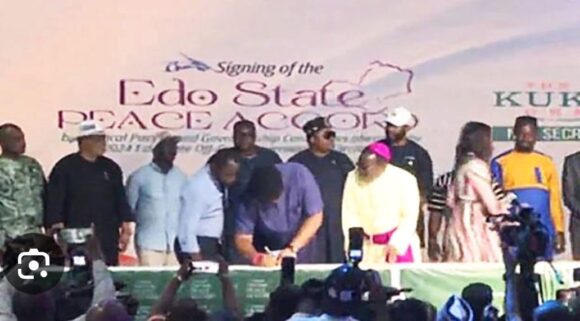 17 parties sign peace accord, Ighodalo’s PDP detour